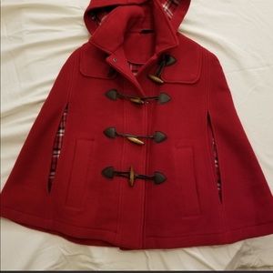 TOPSHOP RED CAPE WOOL JACKET